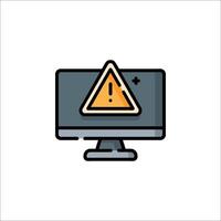 Computer monitor with warning icon illustration vector