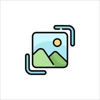 A square with a mountain and sun in the background vector