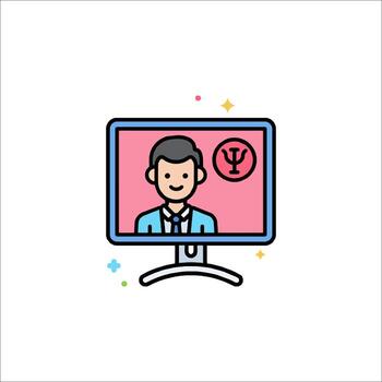 un hombre en un computadora pantalla con un dólar firmar vector