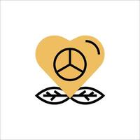 A peace symbol with a heart and leaves vector