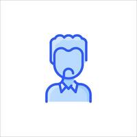 A man with a beard is shown in a blue line icon vector