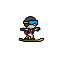 A cartoon snowboarder is riding down the mountain vector