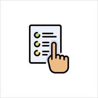 A hand pointing to a checklist icon vector