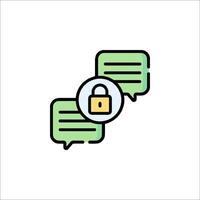 A speech bubble icon with a lock on it vector