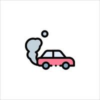 Car with smoke coming out of the tailpipe icon vector