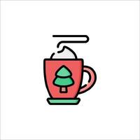 A cup of hot chocolate with a christmas tree on it vector