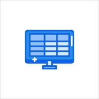 A computer monitor with a bar graph on it vector