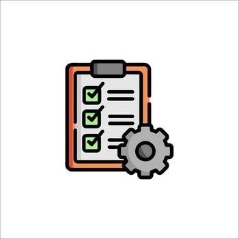 Checklist icon with gear and checkbox illustration vector