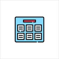 A calendar icon with a red line vector