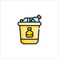 A trash can with a bottle and a bottle in it vector