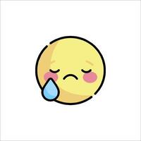 A sad emoticor with tears on its face vector