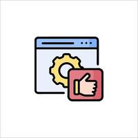 A thumbs up icon with a computer and a thumb vector