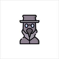 A man in a hat and glasses is shown in a line drawing vector