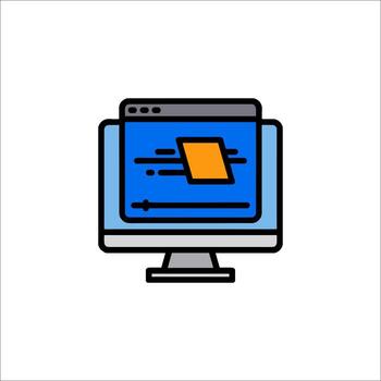 A computer monitor with an orange rectangle on it vector