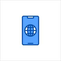 Mobile phone with globe icon illustration vector