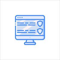 A computer monitor with a shield icon vector