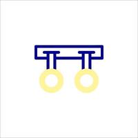 A blue and yellow line icon of a light fixture vector