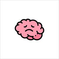 A sad brain icon on a white background vector
