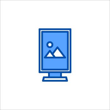 A computer monitor with a mountain in the background vector