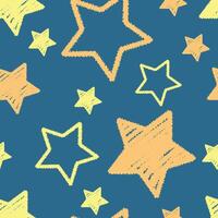 Seamless pattern with hand drawn star sparkle shine. Charcoal pen drawn star shine glow, spark glitter, sparkle light. Modern print for textile, fabric, wallpaper, wrapping, scrapbook and packaging vector