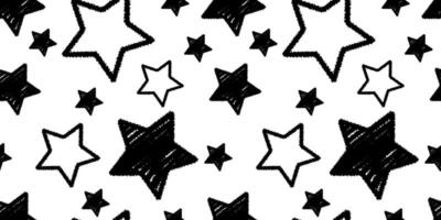 Seamless pattern with hand drawn star sparkle shine. Charcoal pen drawn star shine glow, spark glitter, sparkle light. Modern print for textile, fabric, wallpaper, wrapping, scrapbook and packaging vector