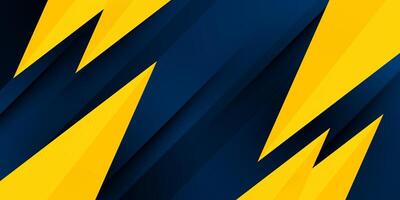 Abstract dark blue and yellow triangle on dark color geometric modern design. Overlap papercut futuristic background illustration vector