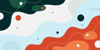 Dark green and orange geometric business banner design. Creative banner design with wave shapes and lines for template. Simple design on white horizontal banner. vector