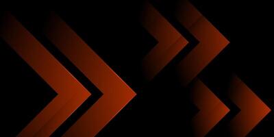 Futuristic design dark black background with orange arrow geometric 3D background overlap pattern layer on dark background. vector