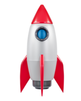 3D realistic Launch of a red rocket launch, Booster startup and Developer concept, 3d illustration png