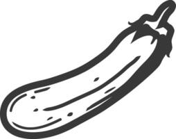 A black and white drawing of a large eggplant vector