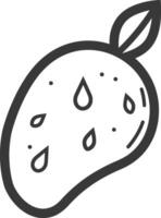 A black and white drawing of a mango vector