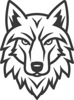 A black and white wolf head on a white background vector