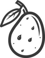 A black and white drawing of a pear vector