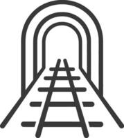 A black and white illustration of a tunnel with a train track vector