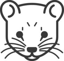 A black and white drawing of a mouse's face vector