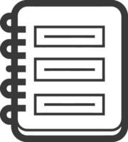 A notebook icon with four lines on it vector