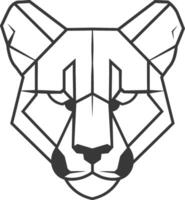 A black and white drawing of a lion head vector