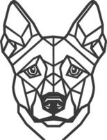A black and white drawing of a dog's head vector