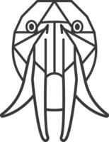 A black and white drawing of a squid vector