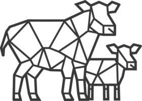 A cow and calf in a geometric design vector