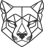 A geometric cat head with a black outline vector