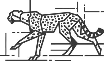 A cheetah is depicted in a geometric pattern vector