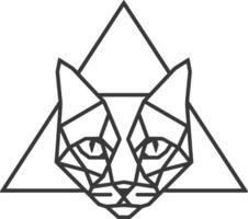 A geometric cat head in a triangle vector
