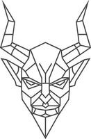A drawing of a demon head with horns vector