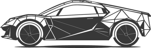 A black and white drawing of a car with geometric shapes vector