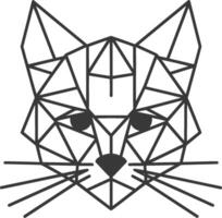 A geometric cat head with a black outline vector