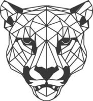 A black and white drawing of a panther head vector
