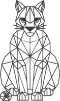 A geometric cat is shown in a black and white drawing vector