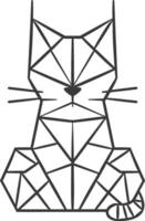 A geometric cat is sitting on a white background vector