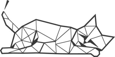 A black and white drawing of a cat with geometric shapes vector